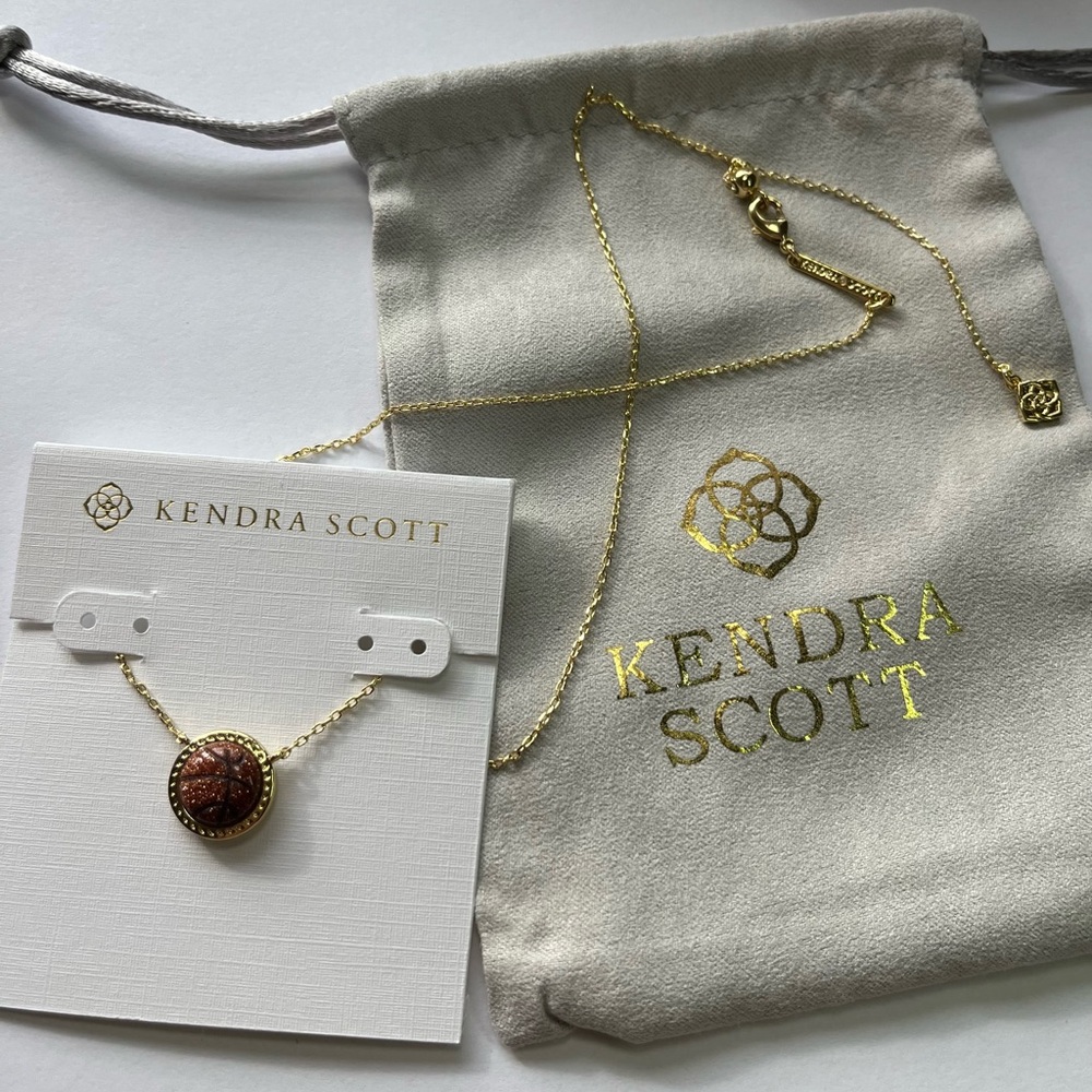 Kendra Scott Gold Necklace with Brown Pendant